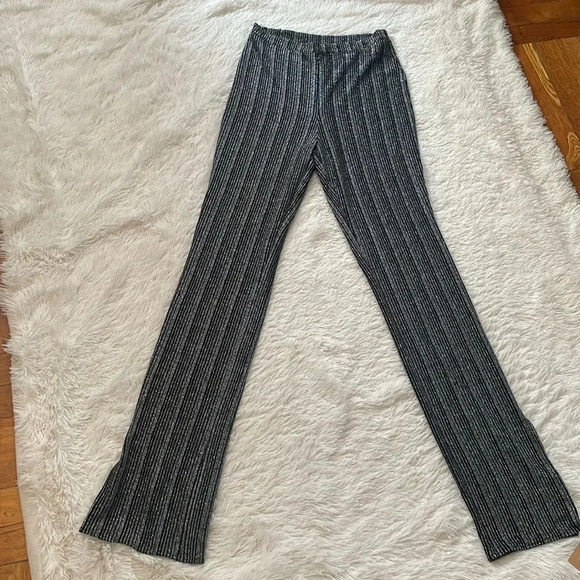 Reformation Largo side slit high Rise metallic pants in gray and black - Picture 7 of 12